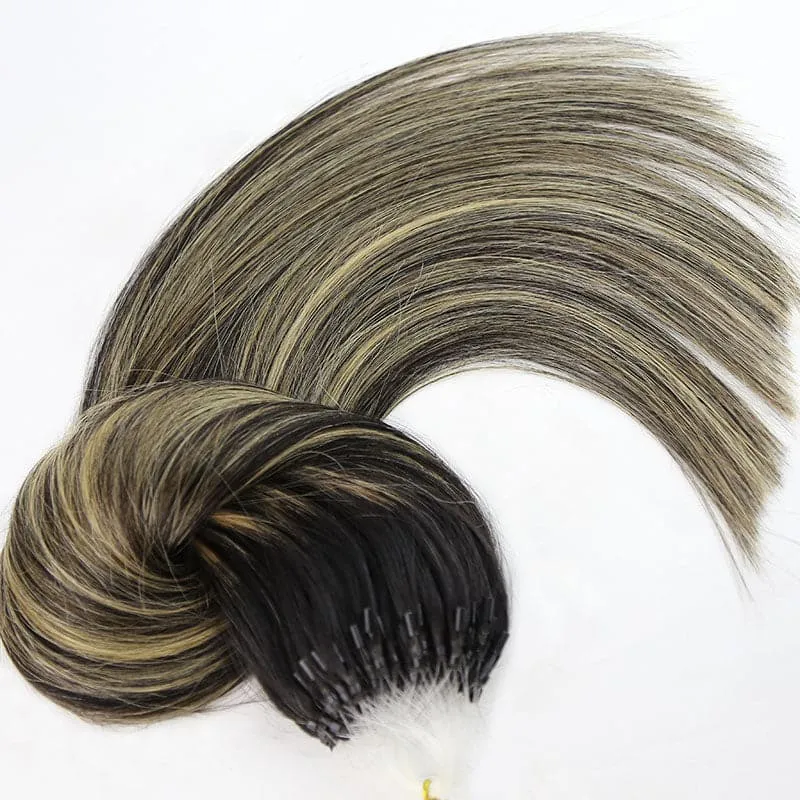 Mixed Light Blonde Silky Straight Micro Loop Hair Extensions