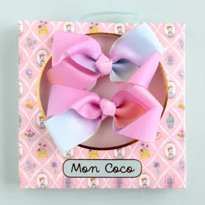 Mon Coco Bow Hair Clips - Pastel Rainbow