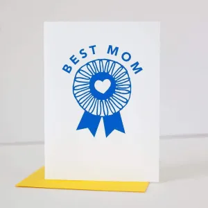 mother's day card, blue ribbon mom card, best mom card
