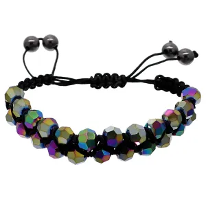 Multicolor Iridescent Adjustable Beaded Bracelet