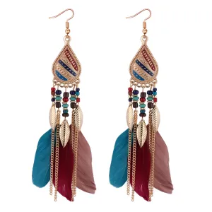 Multicolored Feather & 18K Gold-Plated Feather Drop Earrings