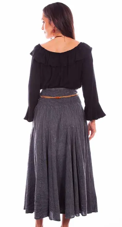 Myra Charcoal Acid Wash Boho Maxi Skirt