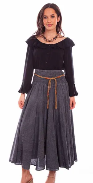 Myra Charcoal Acid Wash Boho Maxi Skirt