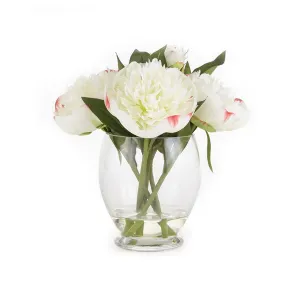 Napa Home Garden, PEONY 9" ARRANGEMENT IN VASE WHITE,cc271wh