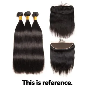 Natural Black Virgin Straight Loose Wave With Jerry Curly Wig