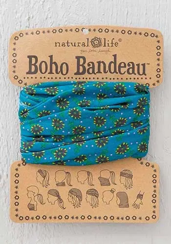 Natural Life boho bandeau blue flowers