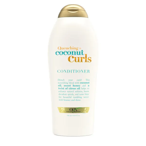OGX Quenching   Coconut Curls, Moisturizing Conditioner for Curly Hair, Detangling, Curl Enhancing, 25.4 fl oz