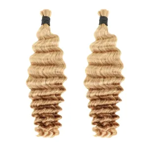 Ombre 27/30 Medium Blonde Deep Wave Bulk Human Hair For Braiding