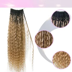 Ombre Honey Blonde Crochet Boho Box Braids with Human Hair Curls