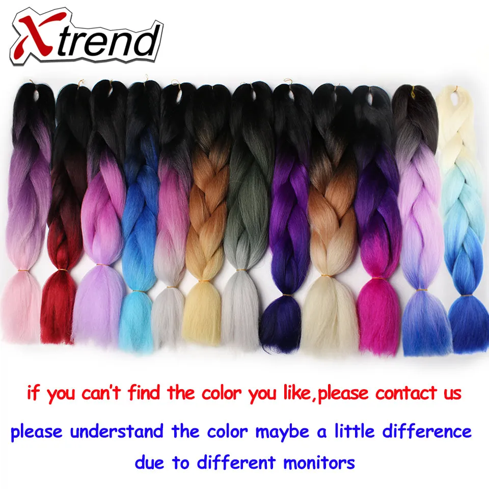 ombre three tone Synthetic Jumbo Crochet Braids Rainbow Kanekalon Colorful Braiding Hair Extensions