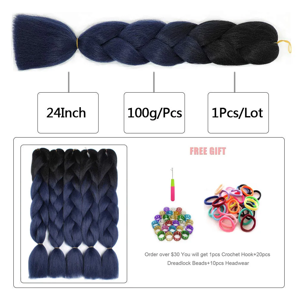 ombre three tone Synthetic Jumbo Crochet Braids Rainbow Kanekalon Colorful Braiding Hair Extensions