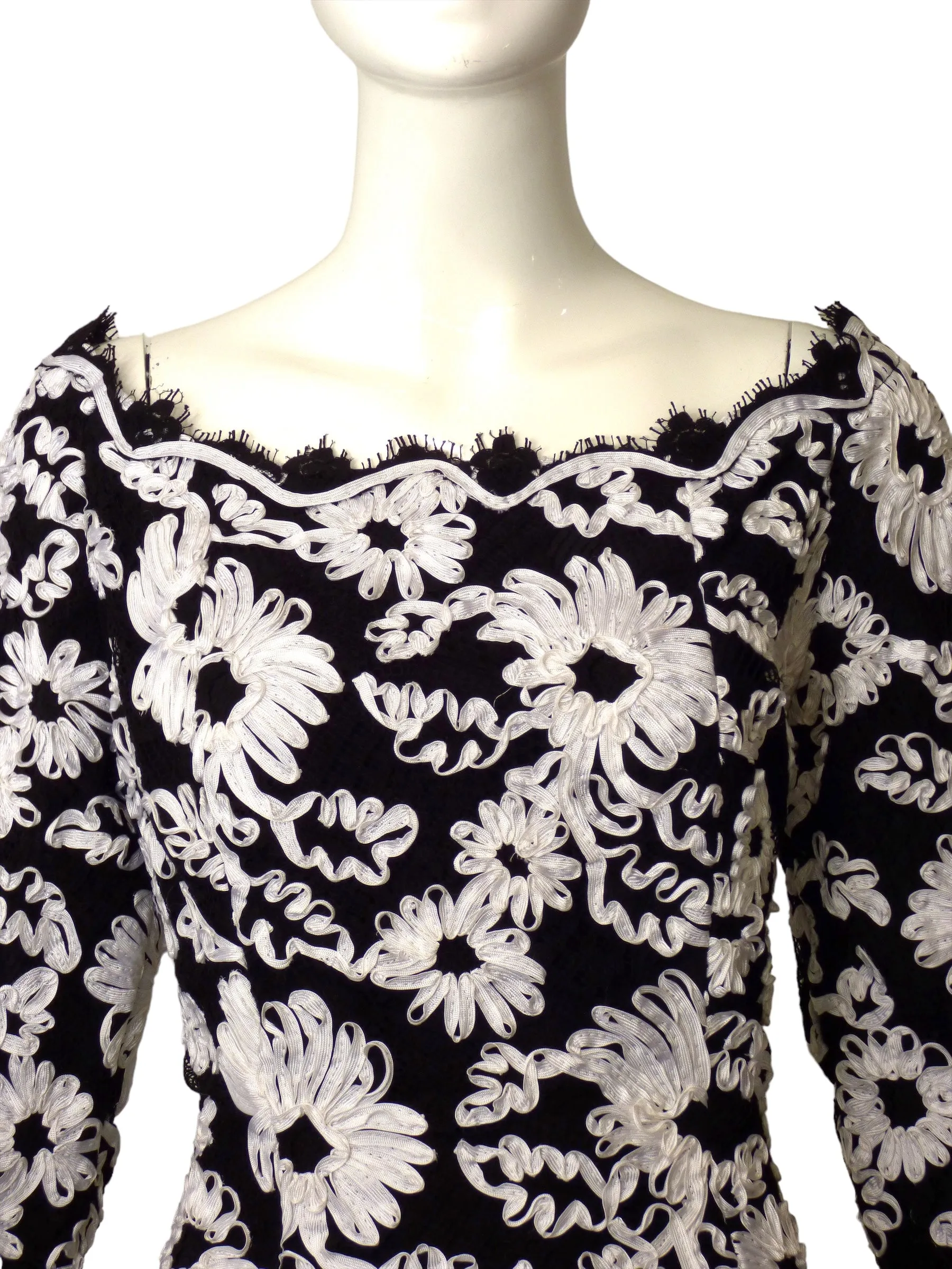 OSCAR DE LA RENTA- 1980s Ribbon D'Arte Dress, Size 8