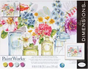 Paint Works Paint By Number Kit  - Rainbow Flowers 14 x 11