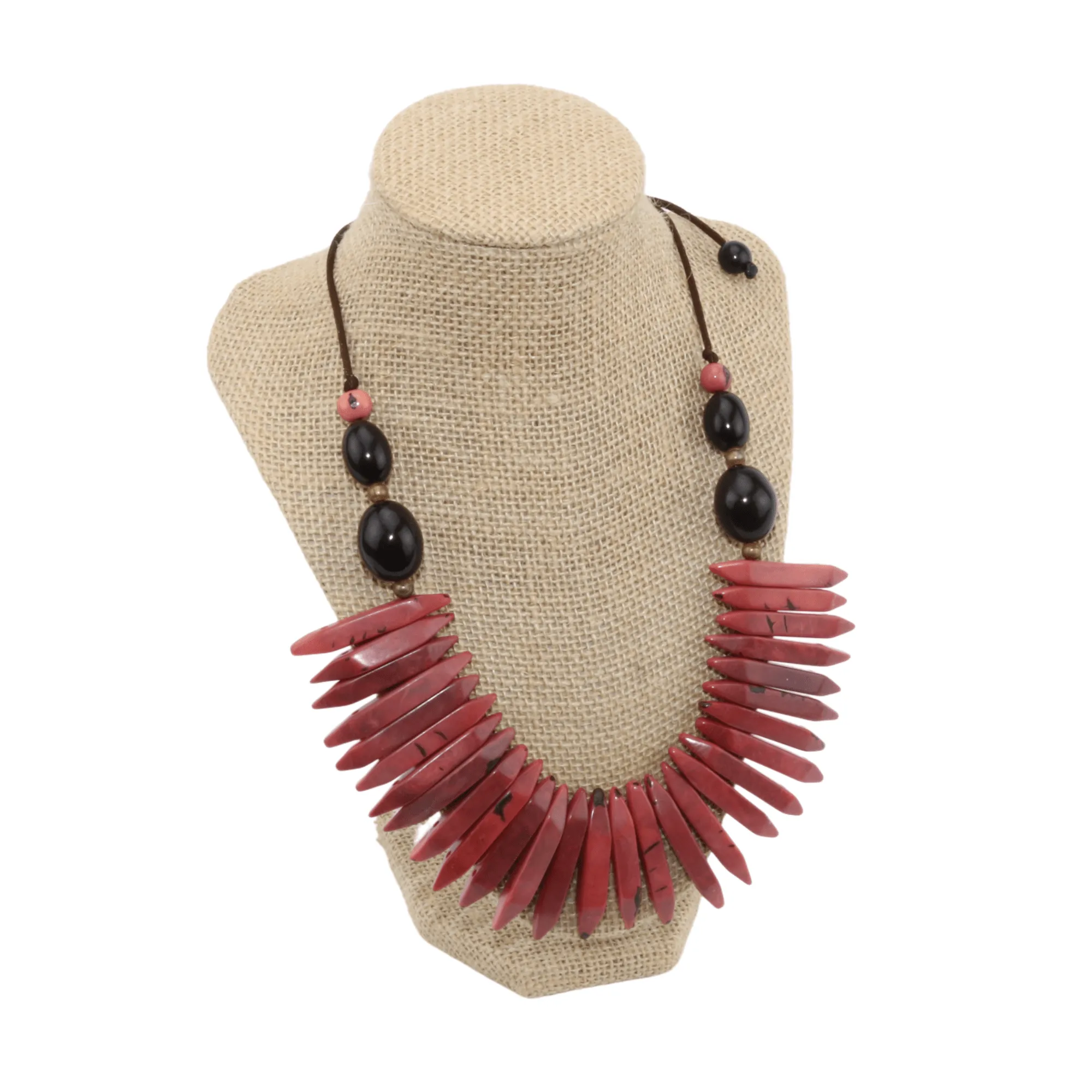 Parallelogram-Shaped Red Tagua Necklace
