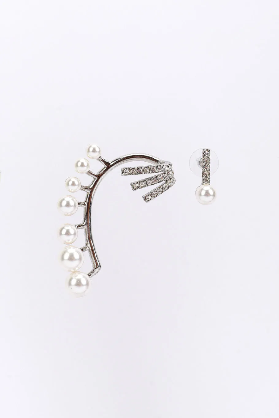 Pearl Rhinestone Ear Cuff & Earring Set