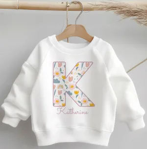 Personalised Name Boho Flowers Theme Toddler & Kids Sweatshirt
