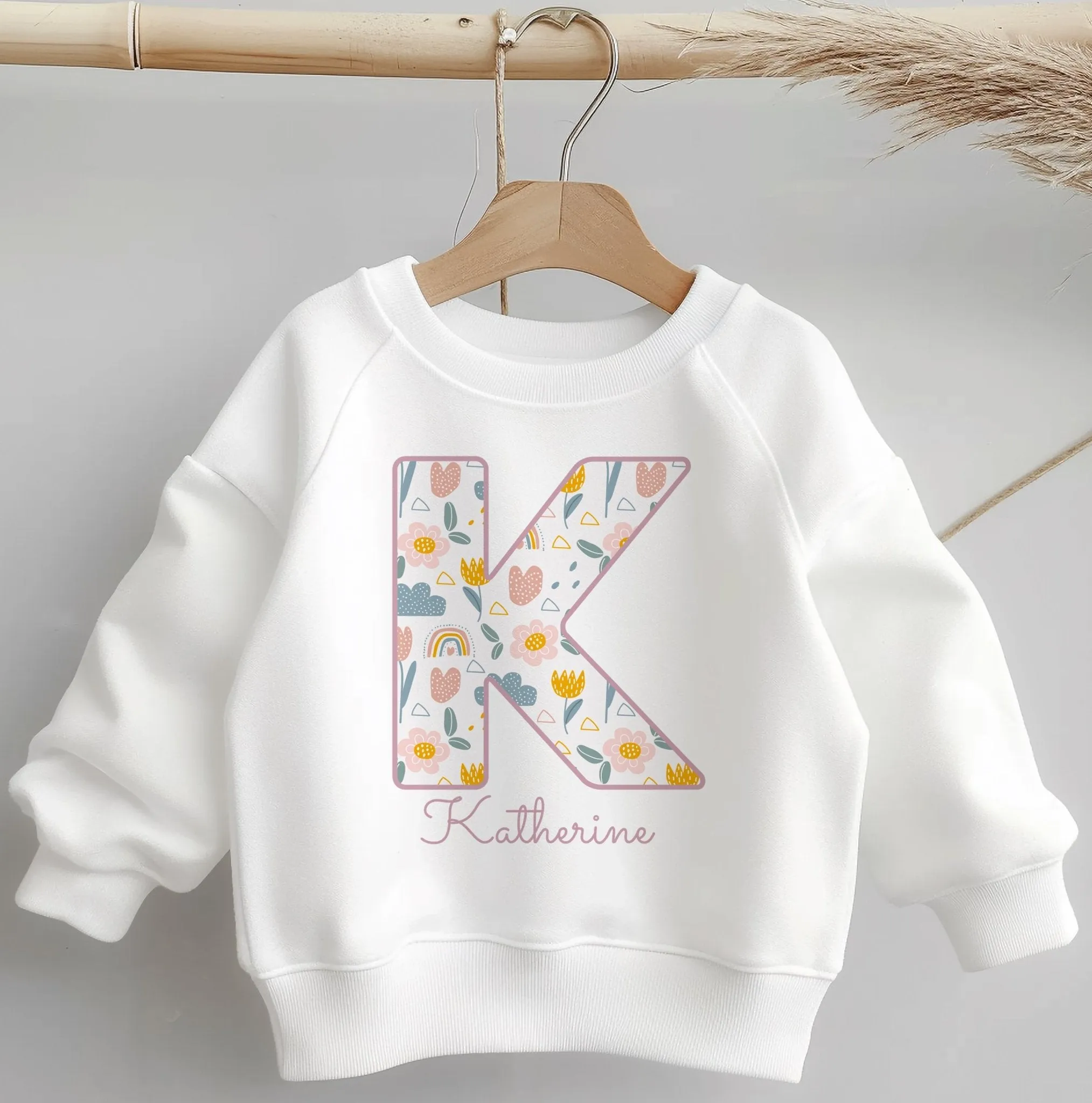 Personalised Name Boho Flowers Theme Toddler & Kids Sweatshirt