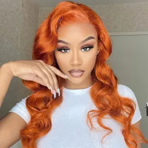 Peruvian Hair Orange Color Body Wave Lace Front Wig