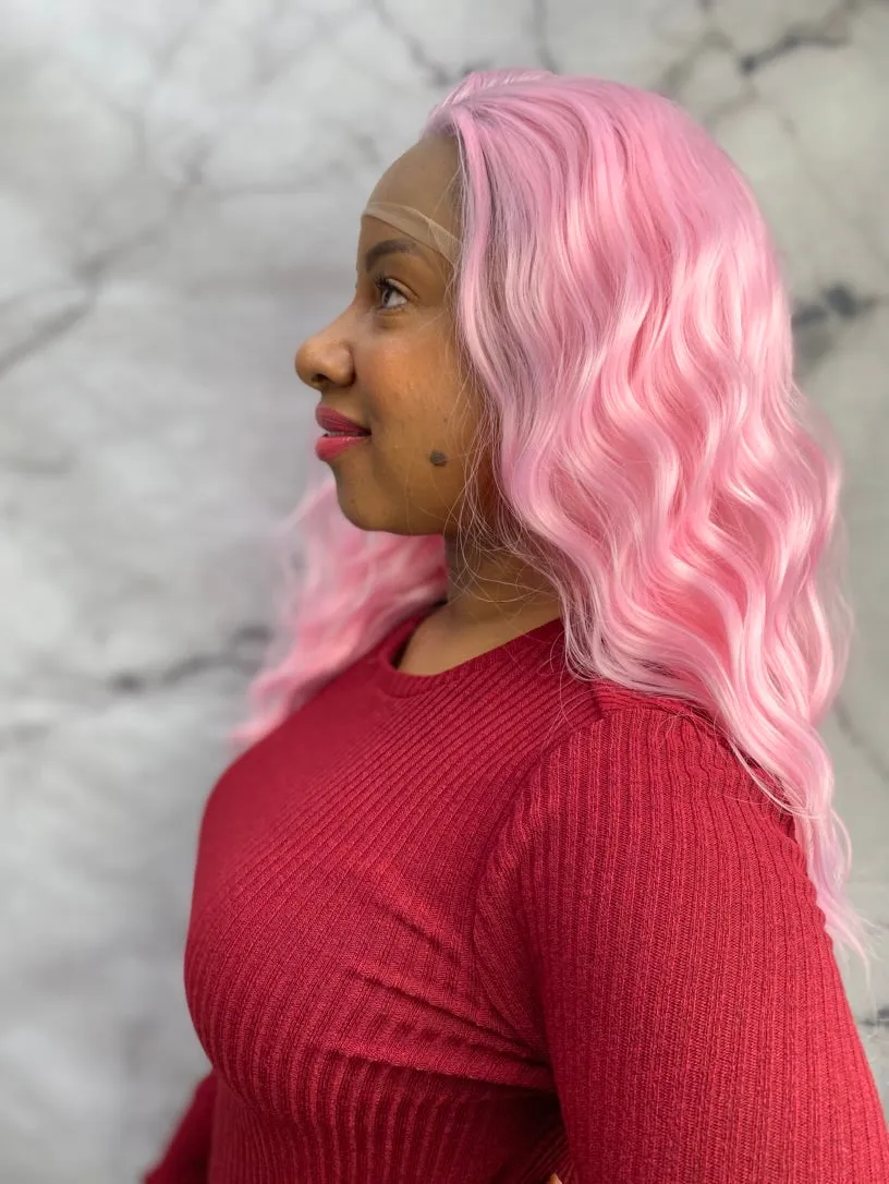 Pink Short Shoulder Length Lace Front Wig