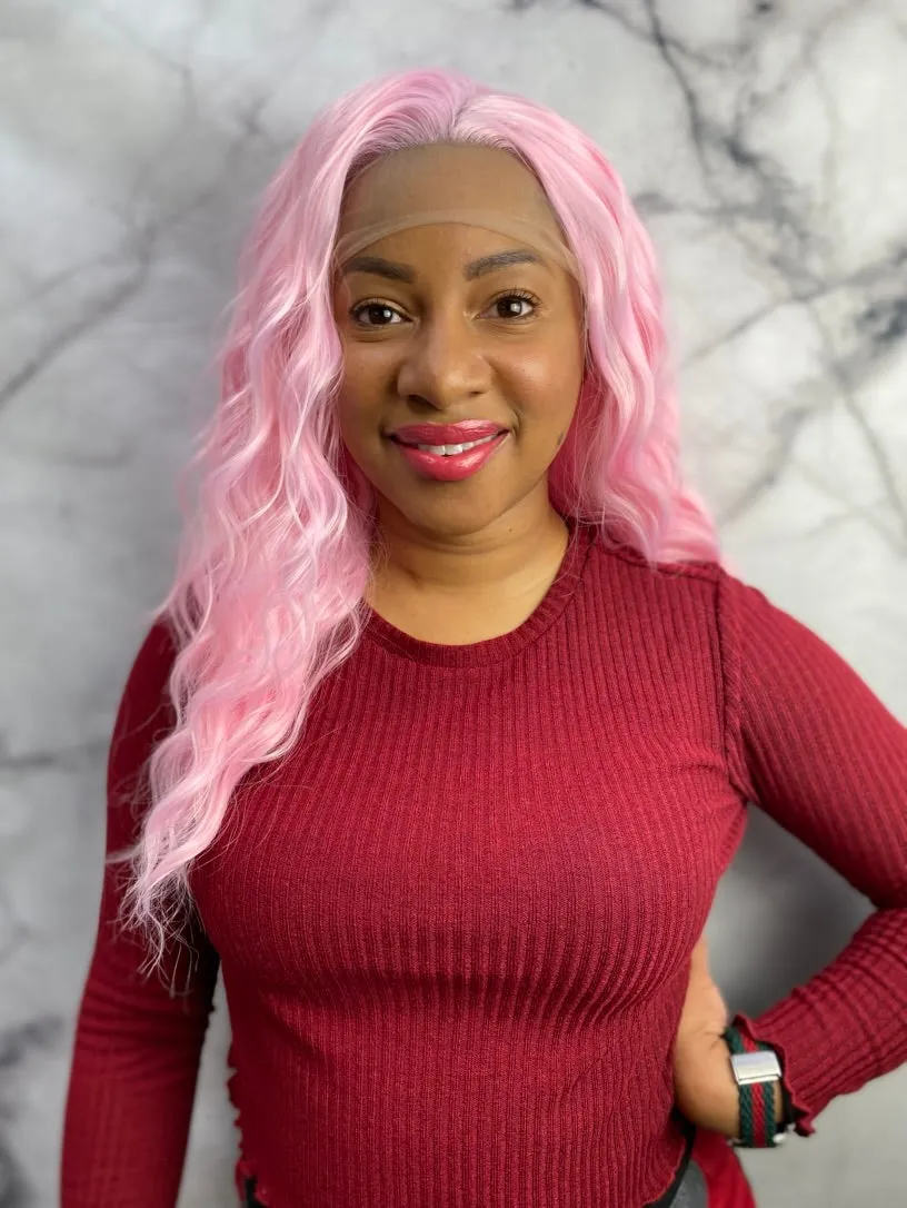 Pink Short Shoulder Length Lace Front Wig