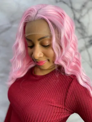 Pink Short Shoulder Length Lace Front Wig