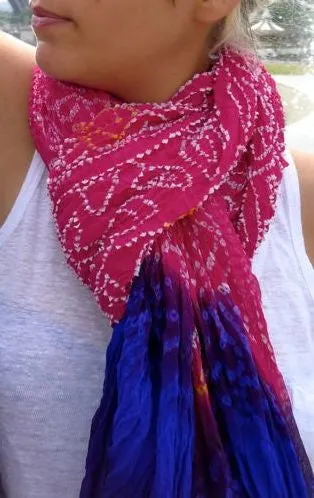 Pink  Tie-Dye silk scarf from Jaipur