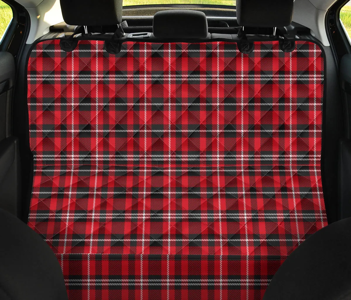 Plaid Red Black White Pet Dog Seat Cover Protector