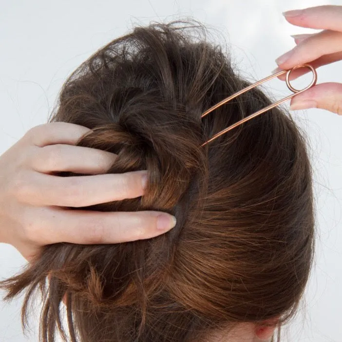 Pliers and String Bronze Hair Pin