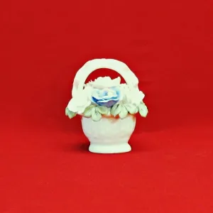 Porcelain Basket of Colorful Flowers
