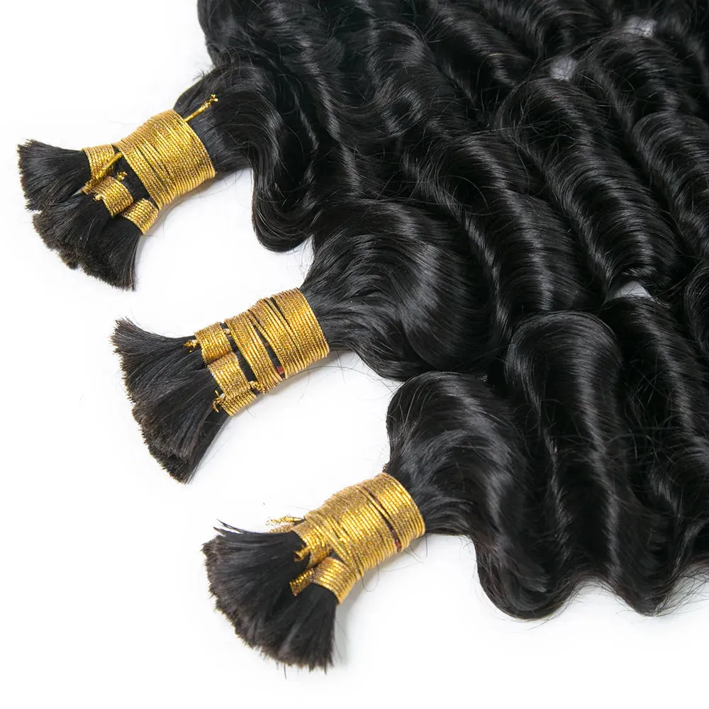 Pre-Divided Double Drawn Burmese Deep Wave Human Hair Bulk