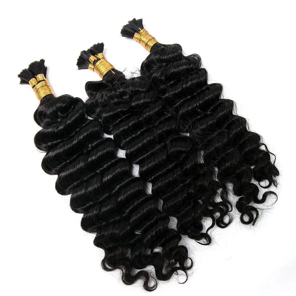 Pre-Divided Double Drawn Burmese Deep Wave Human Hair Bulk