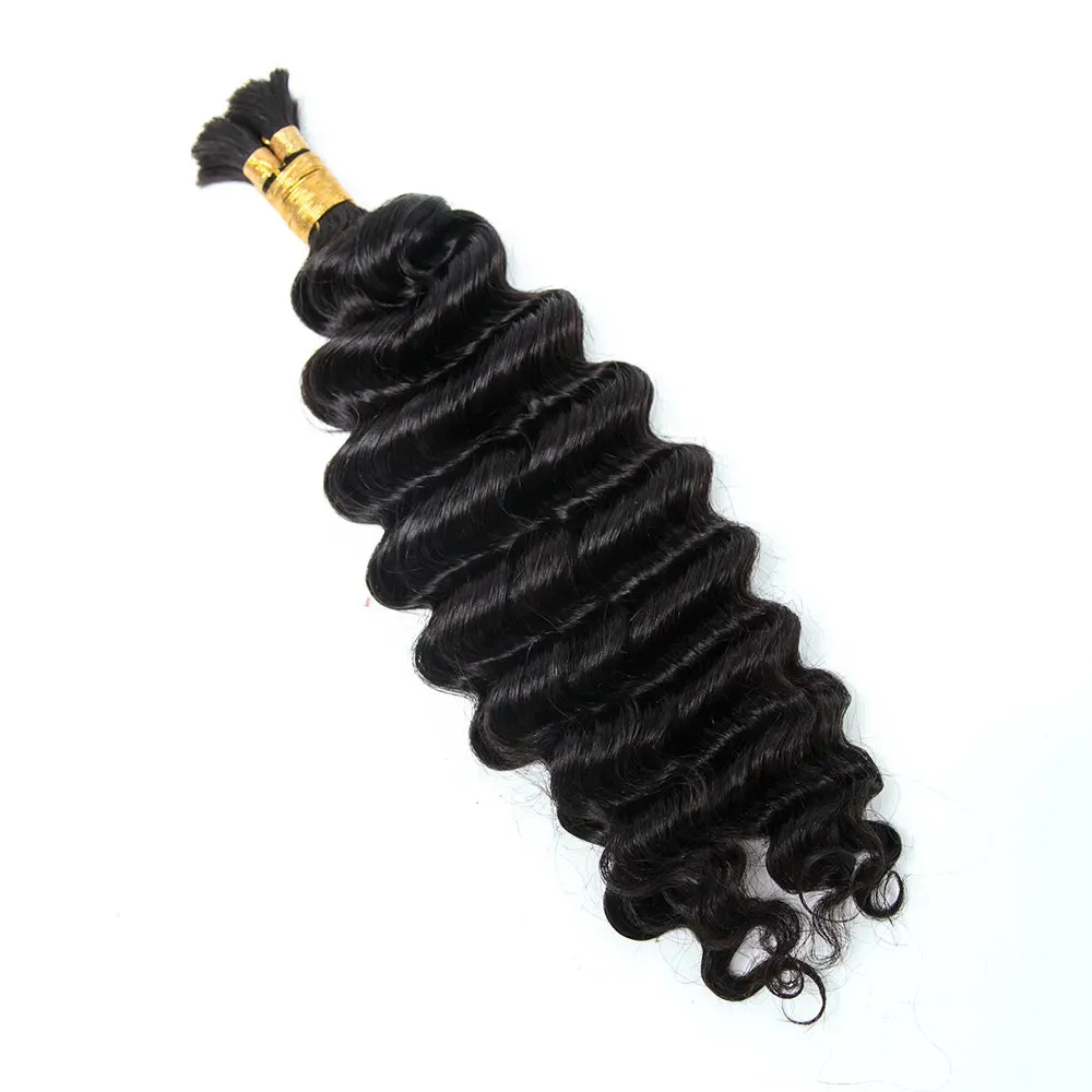 Pre-Divided Double Drawn Burmese Deep Wave Human Hair Bulk