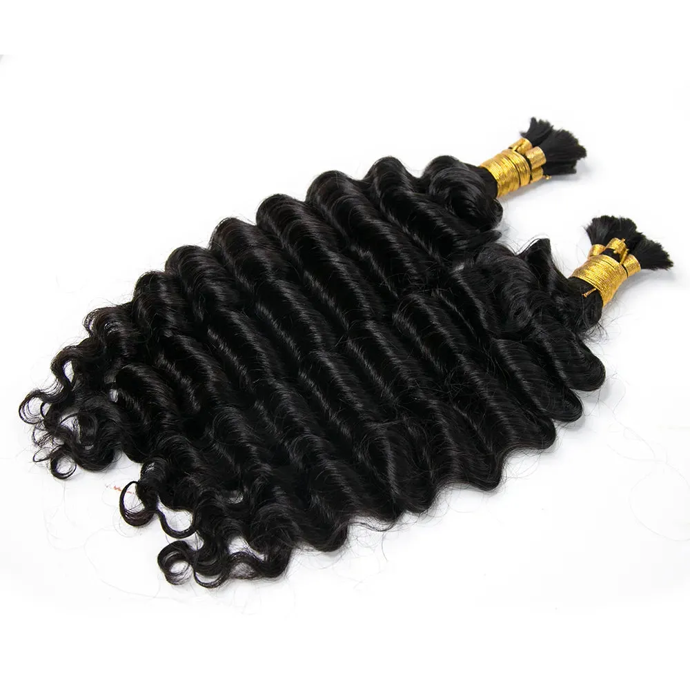 Pre-Divided Double Drawn Burmese Deep Wave Human Hair Bulk