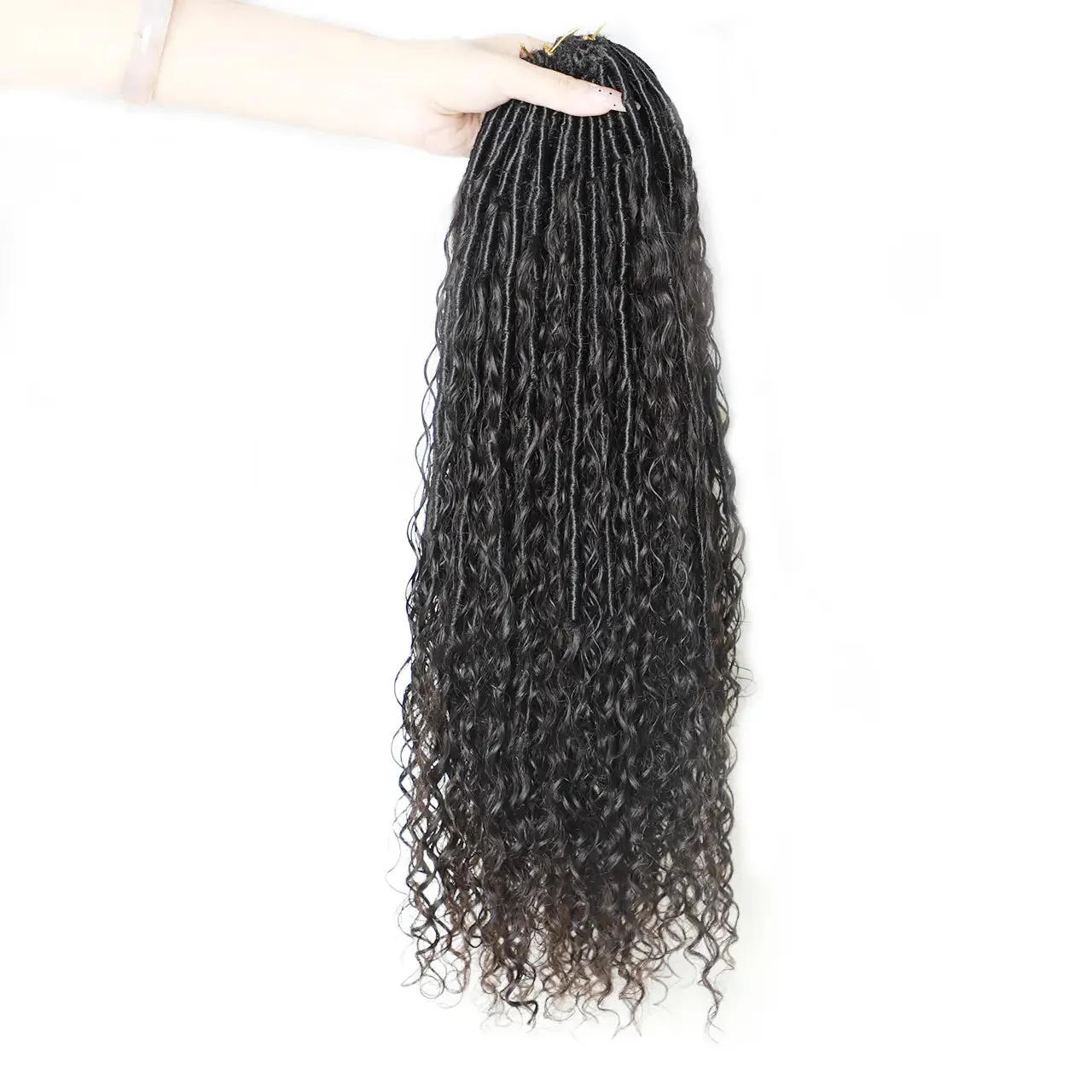 Pre-looped Crochet Boho Locs With Deep Wave Hair Curls