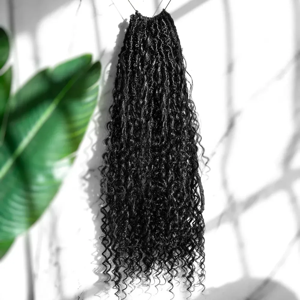 Pre-looped Crochet Boho Locs with Human Hair Curls