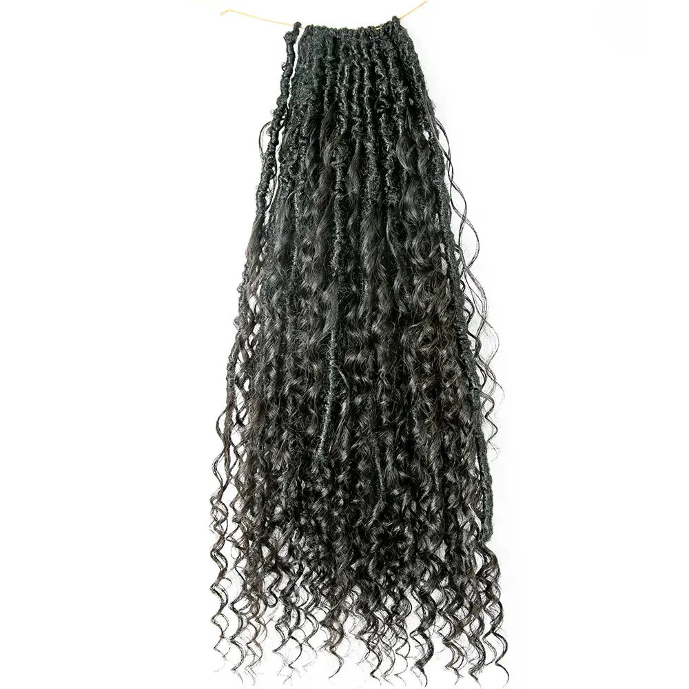Pre-looped Crochet Boho Locs with Human Hair Curls