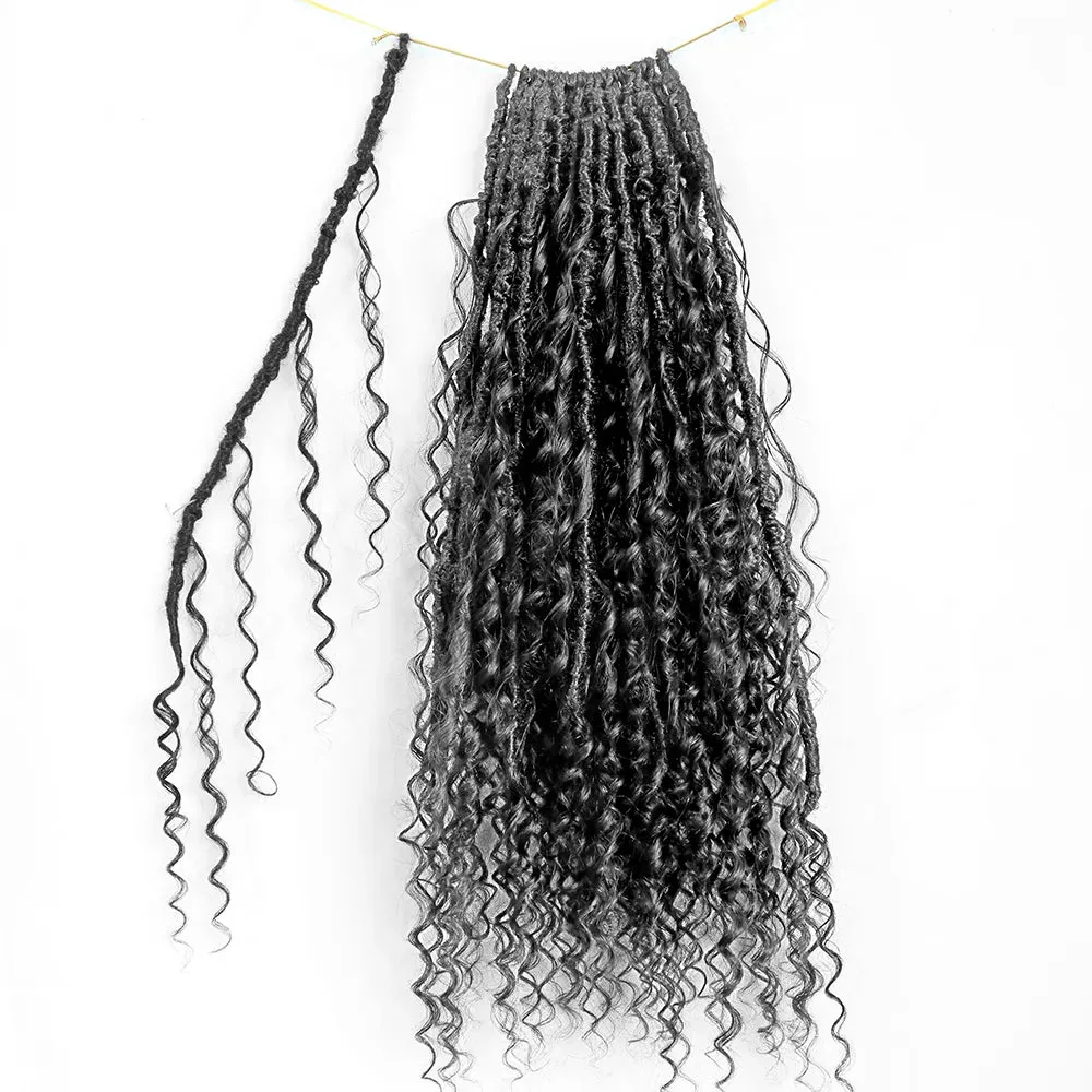 Pre-looped Crochet Boho Locs with Human Hair Curls