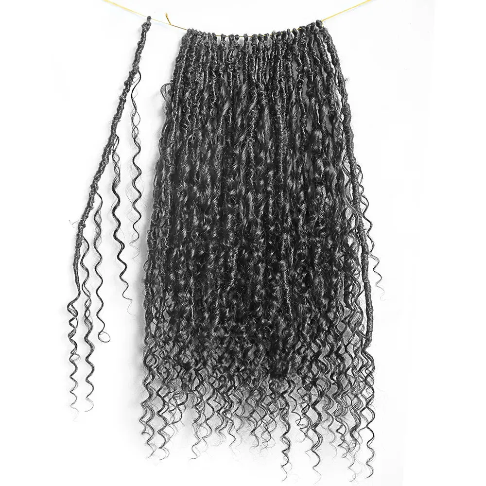 Pre-looped Crochet Boho Locs with Human Hair Curls