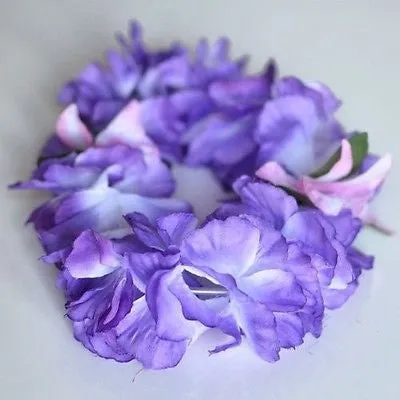 Premium Purple Hawaiian Crown Lei Headband Paradise Petunia with Orchids Boho