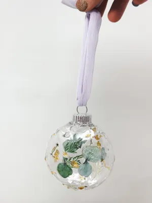 Pressed flower resin ball ornament