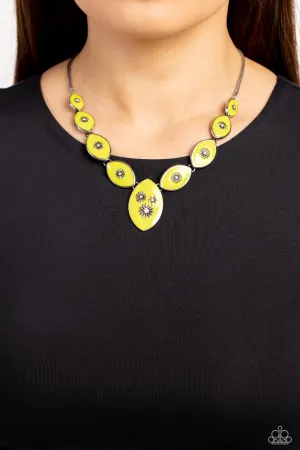 Pressed Flowers - Green Necklace- Paparazzi Accessories