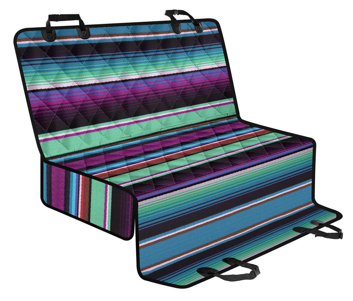 Purple and Green Serape Style Back Seat Cover For Pets