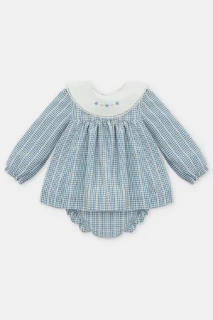 "Hallie" Blue Check Dress & Bloomers