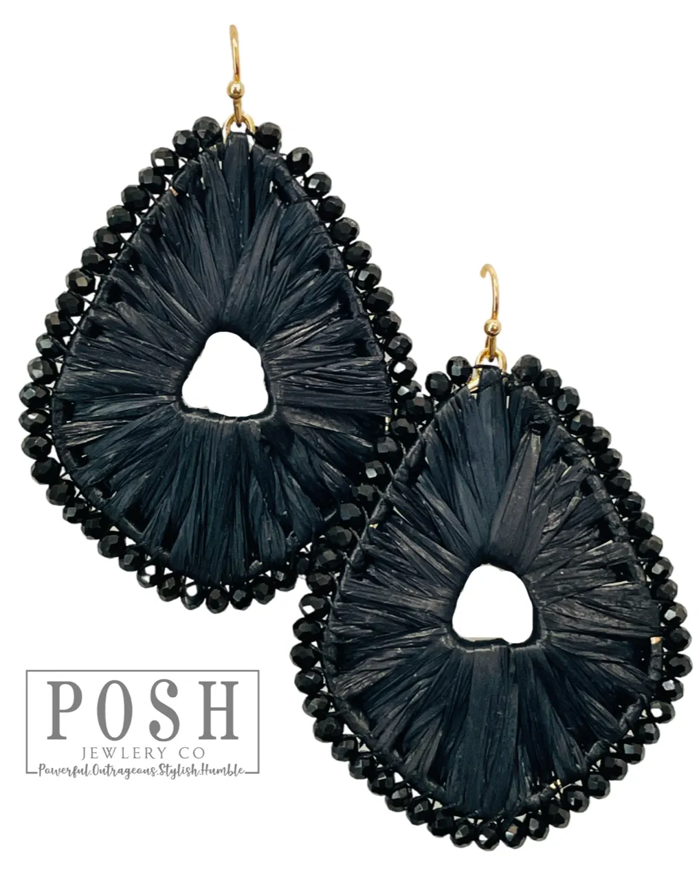 Raffia and bead wrapped teardrop earring | Stuffology Boutique