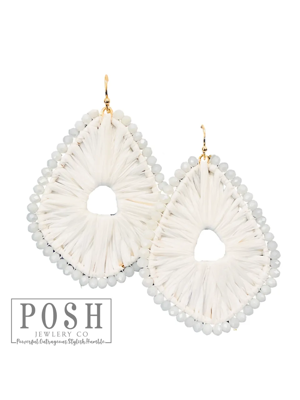 Raffia and bead wrapped teardrop earring | Stuffology Boutique
