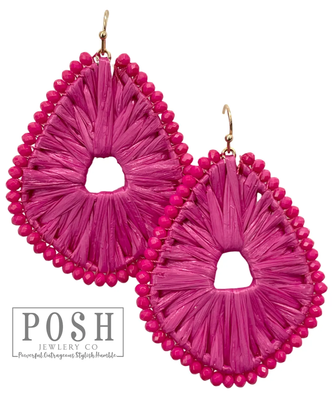 Raffia and bead wrapped teardrop earring | Stuffology Boutique