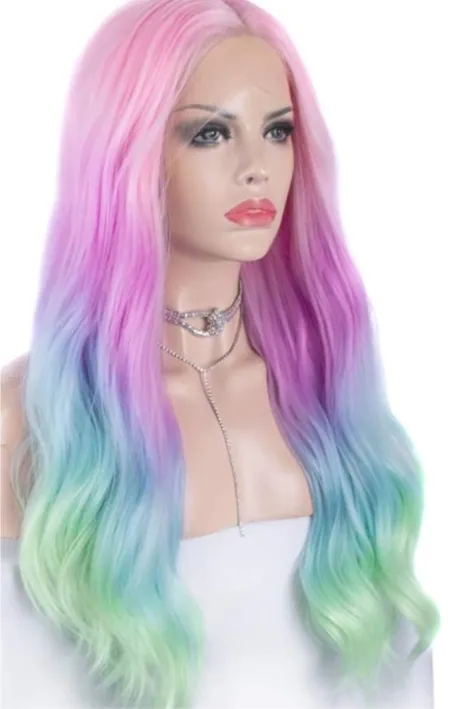 Rainbow Long Mermaid Colorful Lace Front Wig