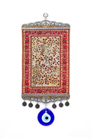 Red & Orange Turkish Evil Eye Wall Rug