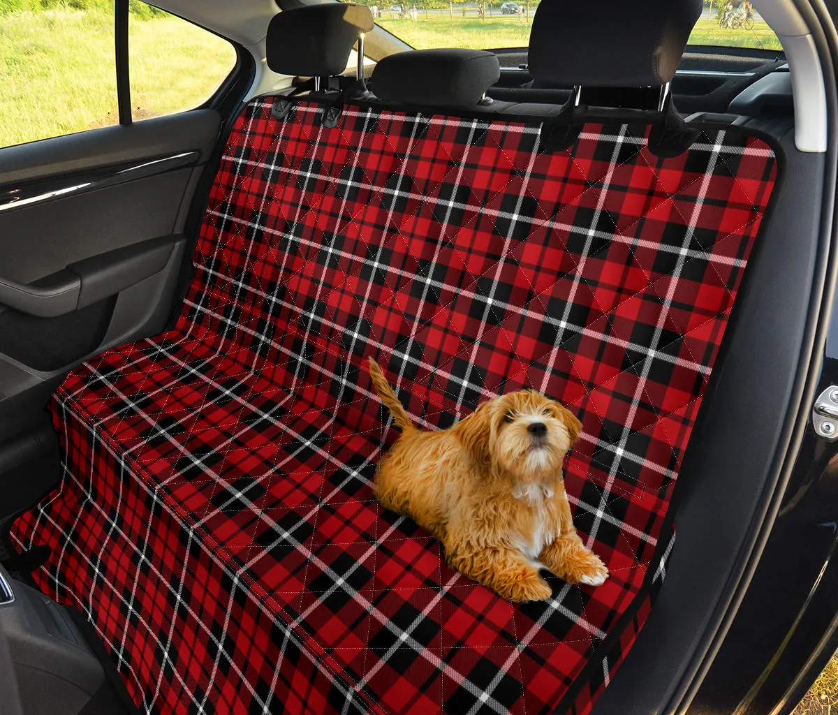 Red, Black and White Traditional Plaid Pattern Pet Hammock  Dog Seat Cover