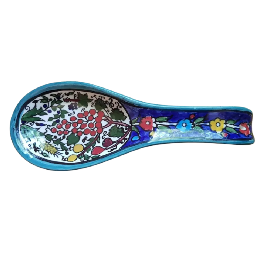 Rest spoon in ceramics seven species decor